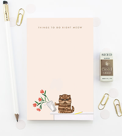 available at m. lynne designs Things I Need to do Right Meow Notepad