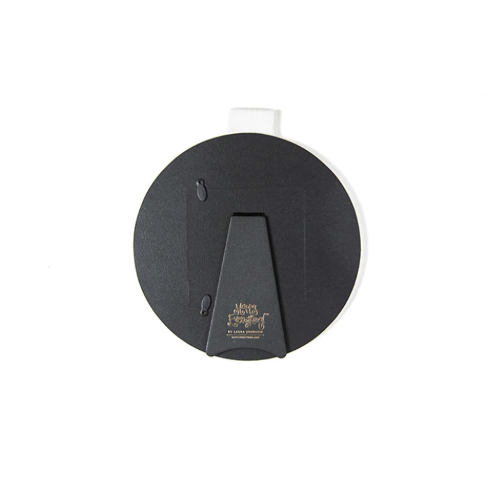 happy everything black stripe round picture frame