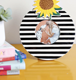 happy everything Black Stripe Round Frame