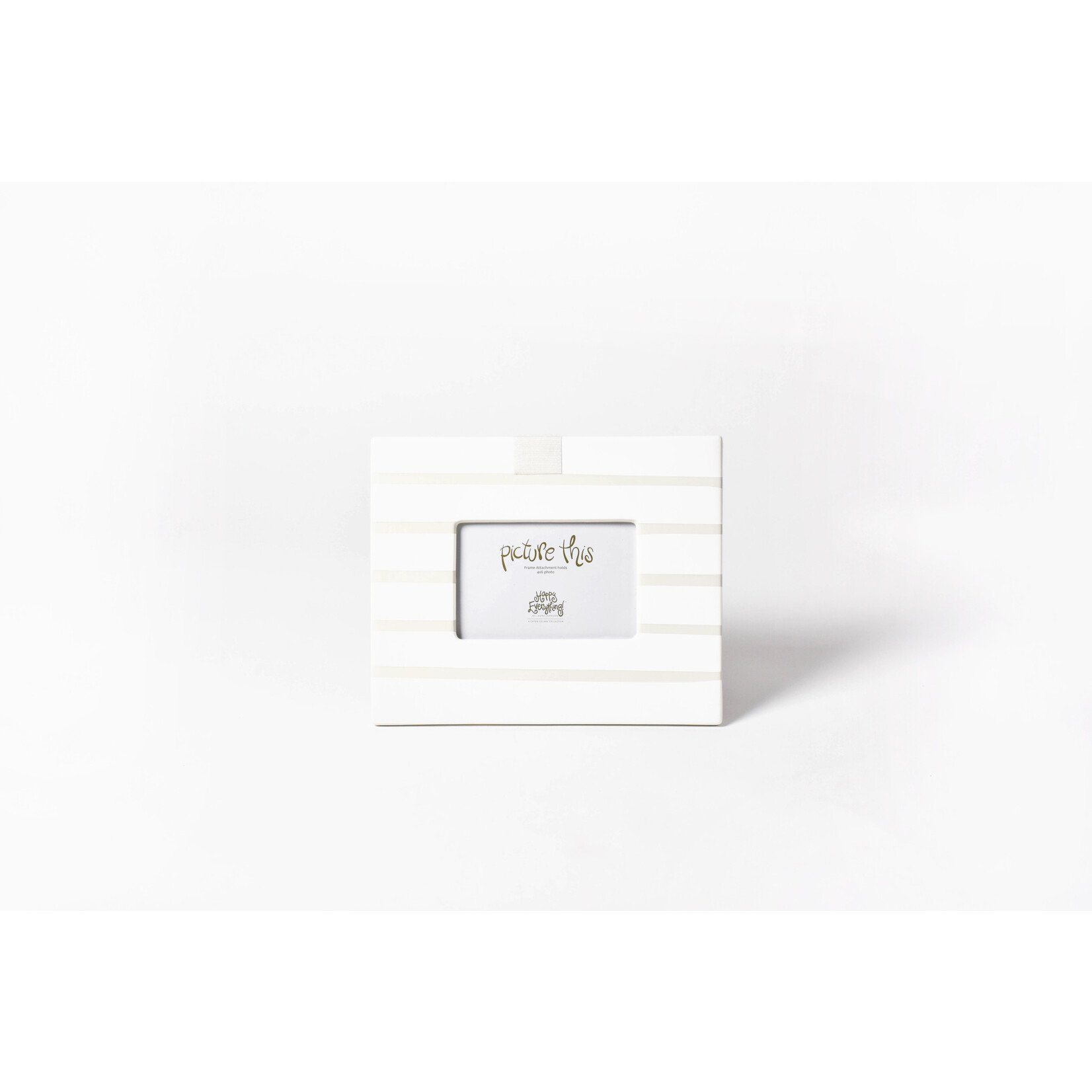 happy everything white stripe rectangle picture frame
