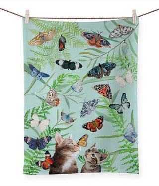 available at m. lynne designs butterfly & kitten friends tea towel