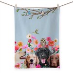 m. lynne designs dogs & birds tea towel