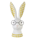 Yellow Gingham and Glasses Bunny Bust