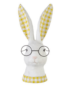 available at m. lynne designs Yellow Gingham and Glasses Bunny Bust