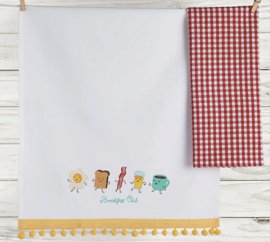 available at m. lynne designs Breakfast Club Tea Towel Set of Two