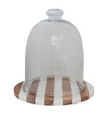 available at m. lynne designs Cloche with Striped Wood & Marble Base