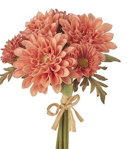 available at m. lynne designs Real Touch Coral Dahlia Bouquet