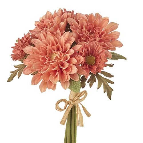 available at m. lynne designs Real Touch Coral Dahlia Bouquet