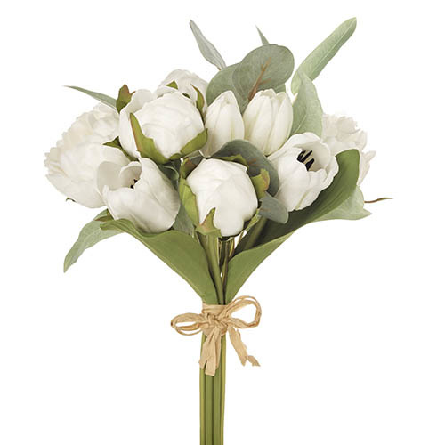 Real Touch White Peony, Tulip & Eucalyptus Bouquet