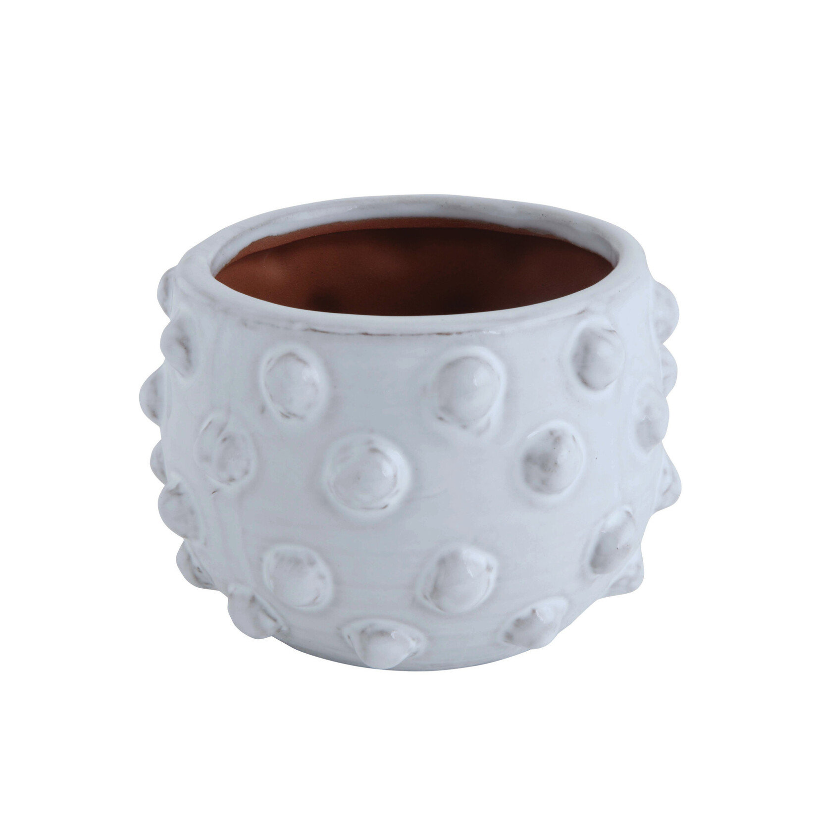m. lynne designs white terracotta with raised dots planter