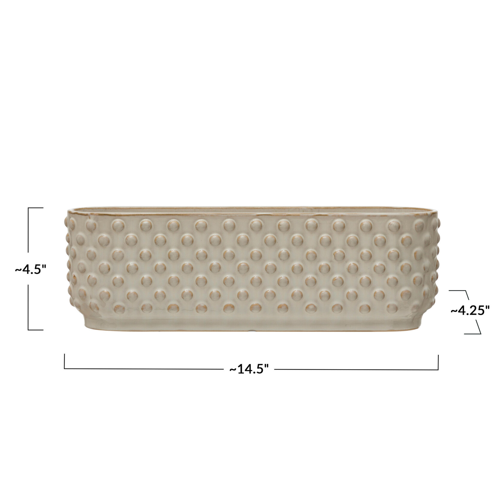 m. lynne designs white reactive glaze hobnail planter