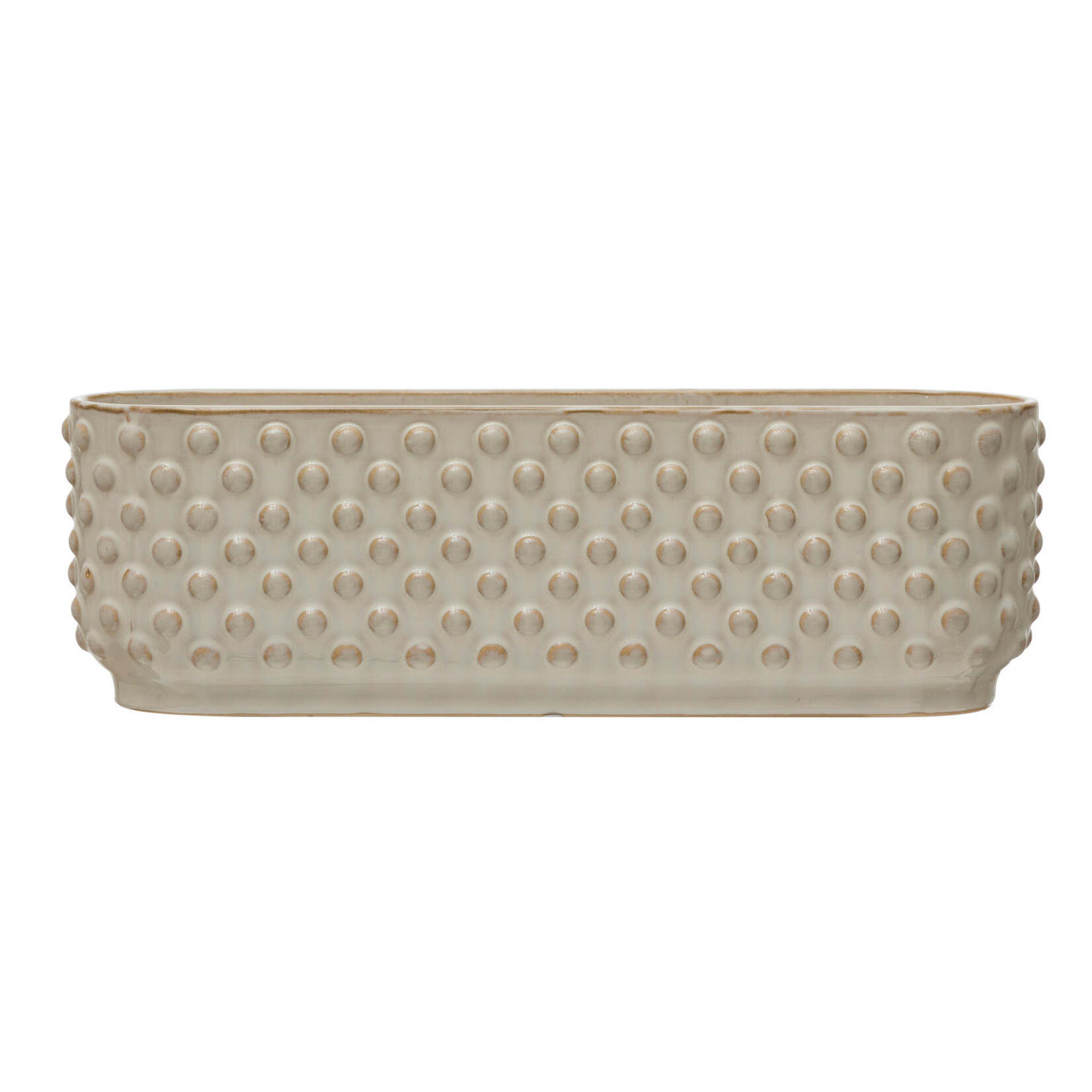 m. lynne designs white reactive glaze hobnail planter