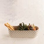 m. lynne designs white reactive glaze hobnail planter