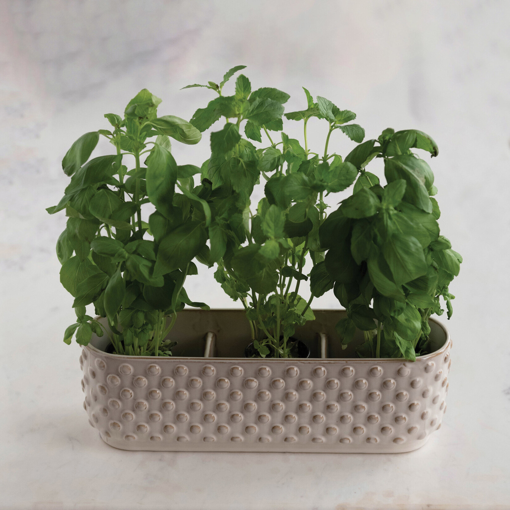 m. lynne designs white reactive glaze hobnail planter
