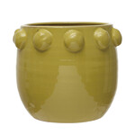 m. lynne designs chartreuse terracotta with raised dots planter