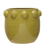 available at m. lynne designs Chartreuse Terracotta with Raised Dots Planter