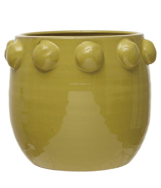 available at m. lynne designs Chartreuse Terracotta with Raised Dots Planter