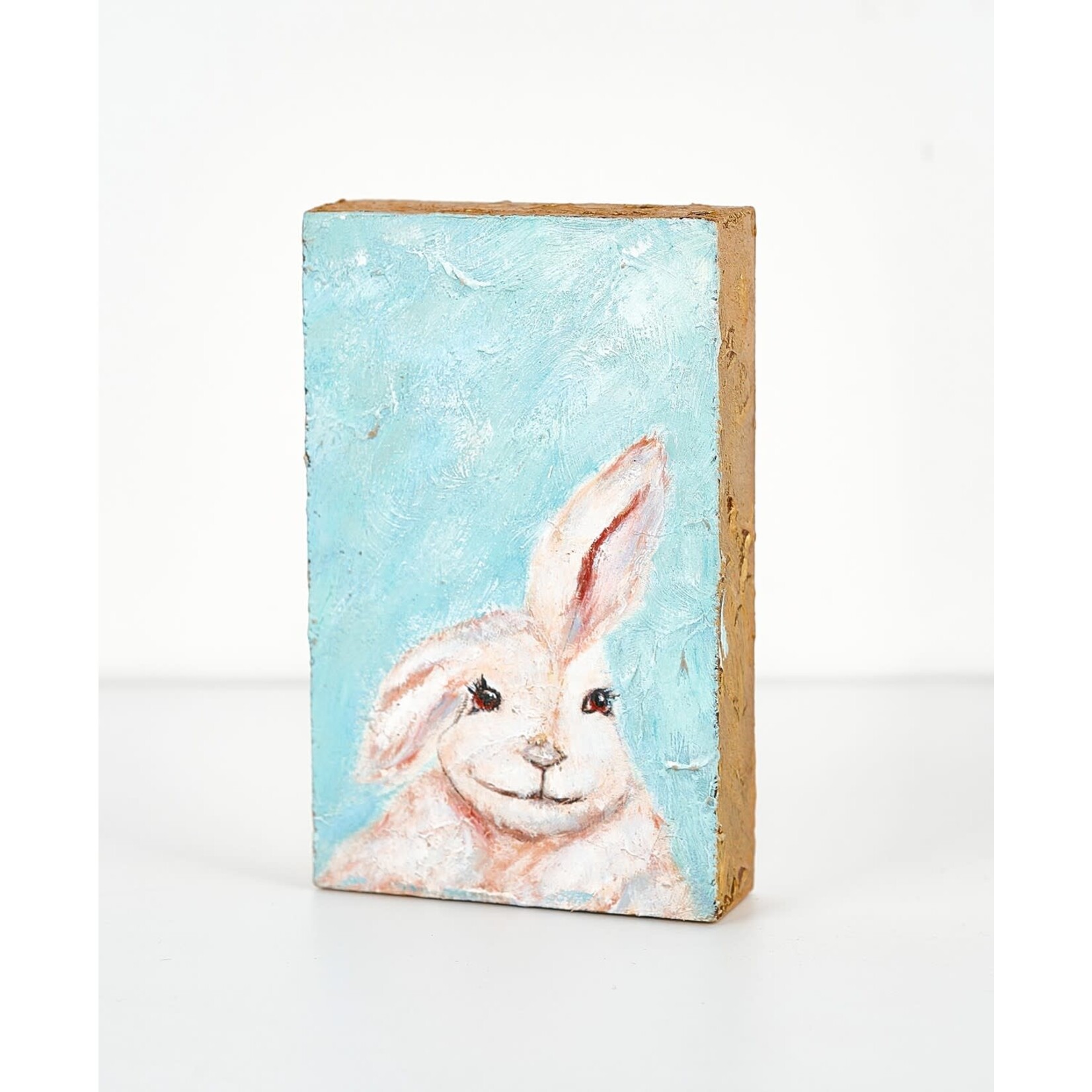 m. lynne designs handpainted bunny block
