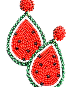 Beaded Watermelon Teardrop Earrings