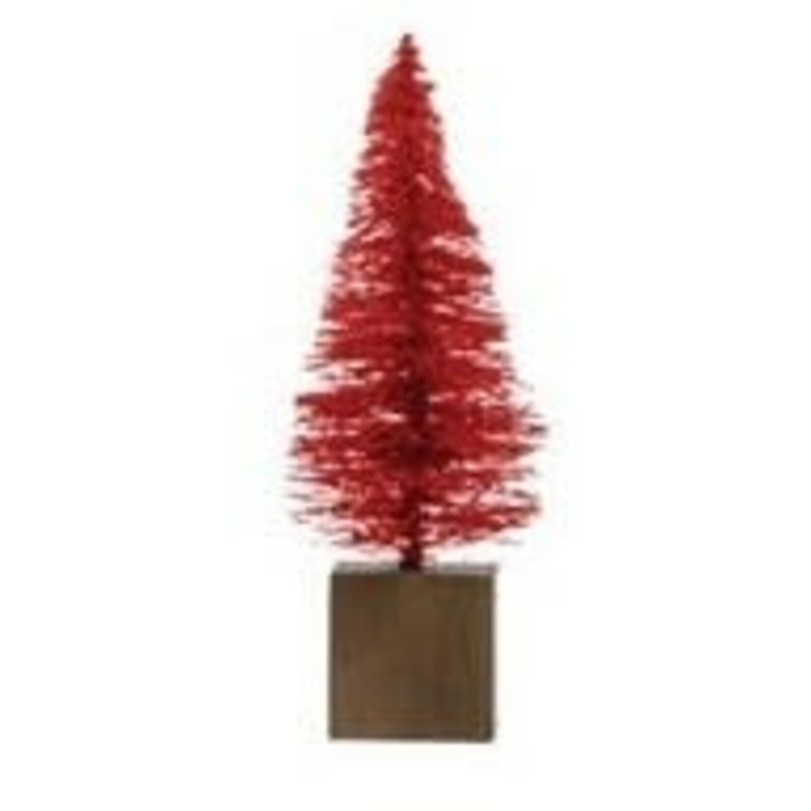 bottlebrush tree on wood base, 3"