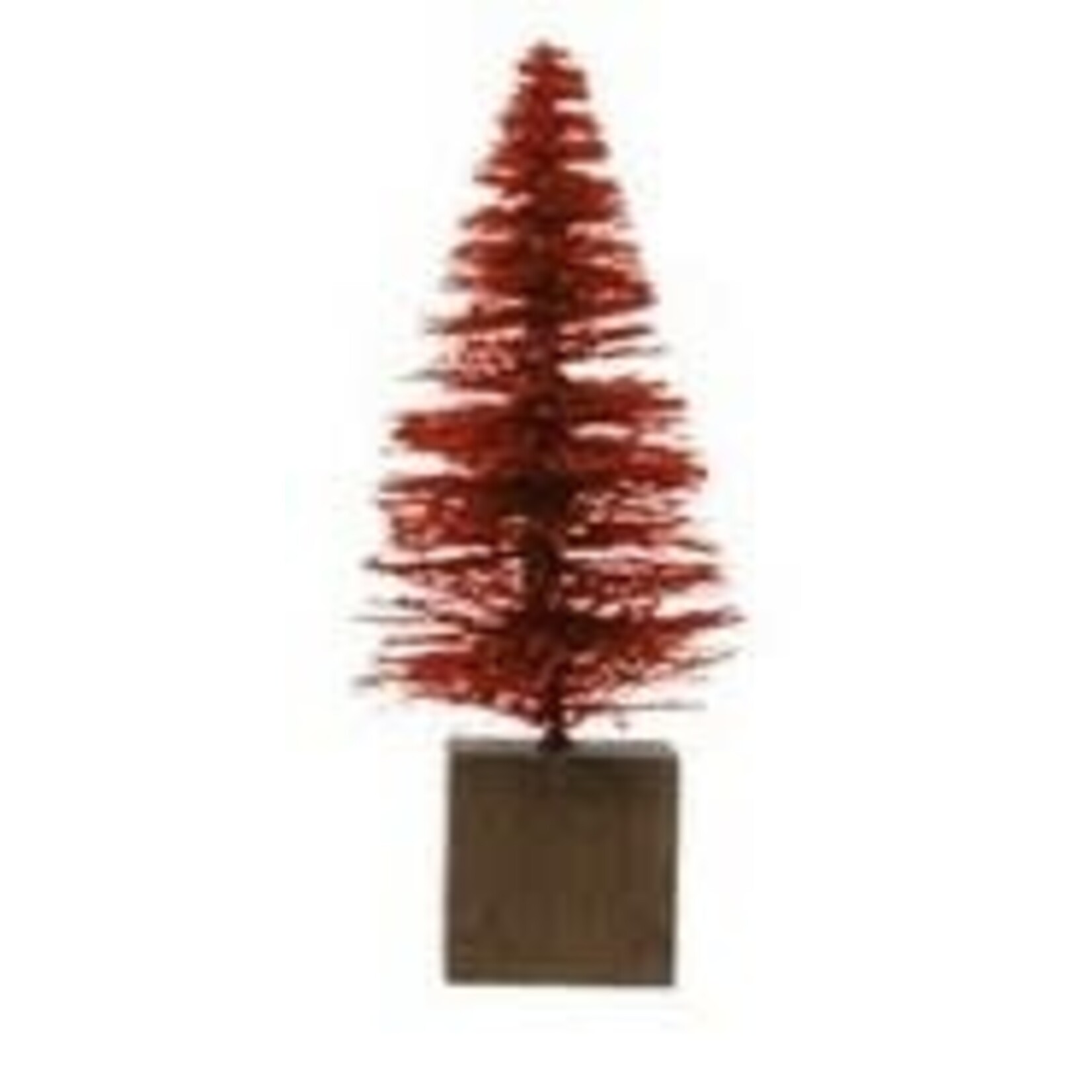 bottlebrush tree on wood base, 3"