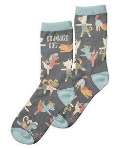 available at m. lynne designs Pastel Downward Dog Socks