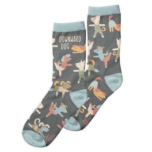 available at m. lynne designs Pastel Downward Dog Socks