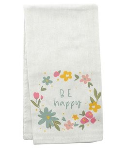 available at m. lynne designs Flora Floursack Be Happy Tea Towel,