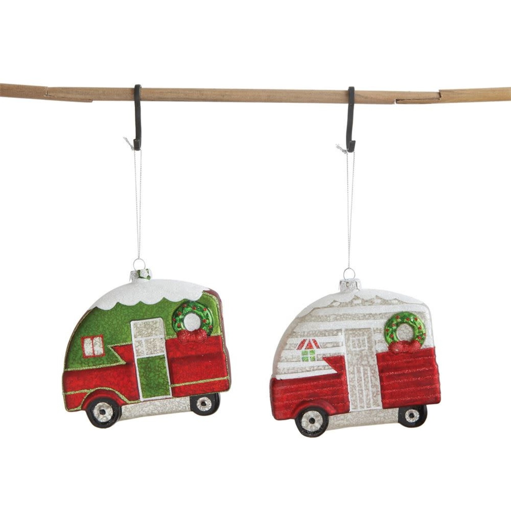 m. lynne designs 5" glass camper ornament