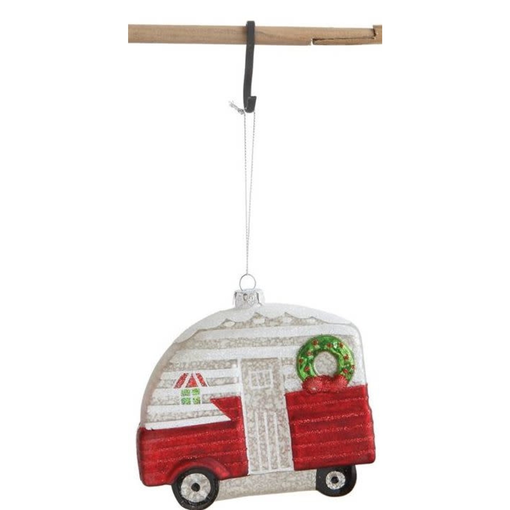 m. lynne designs 5" glass camper ornament