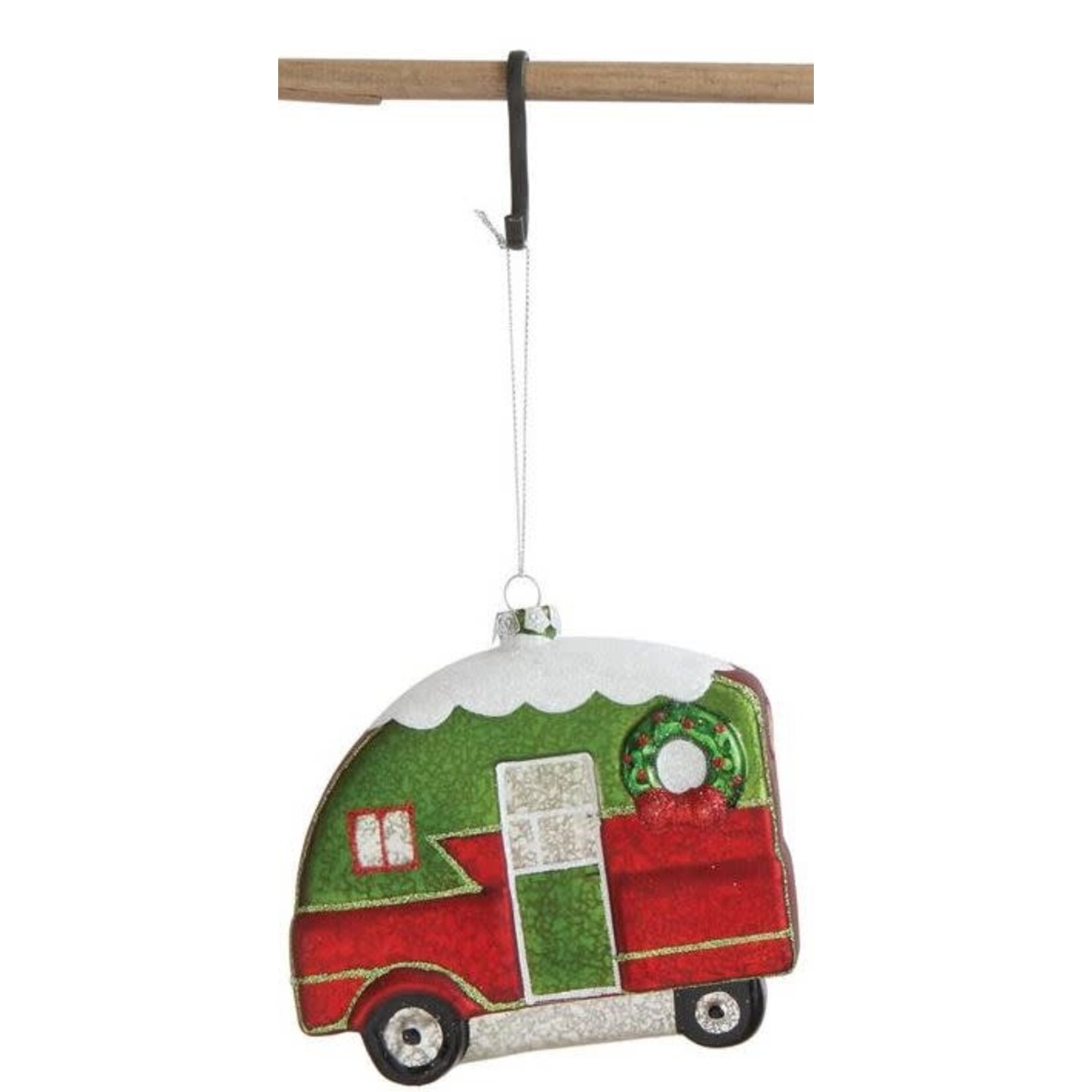 m. lynne designs 5" glass camper ornament