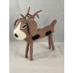 m. lynne designs wool dog with antler ornament