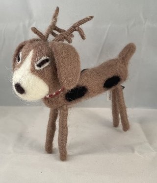 Wool Dog with Antler Ornament