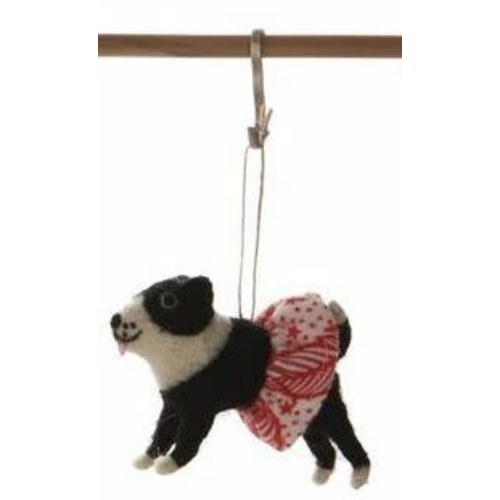 m. lynne designs wool felt dog ornament with red accessory