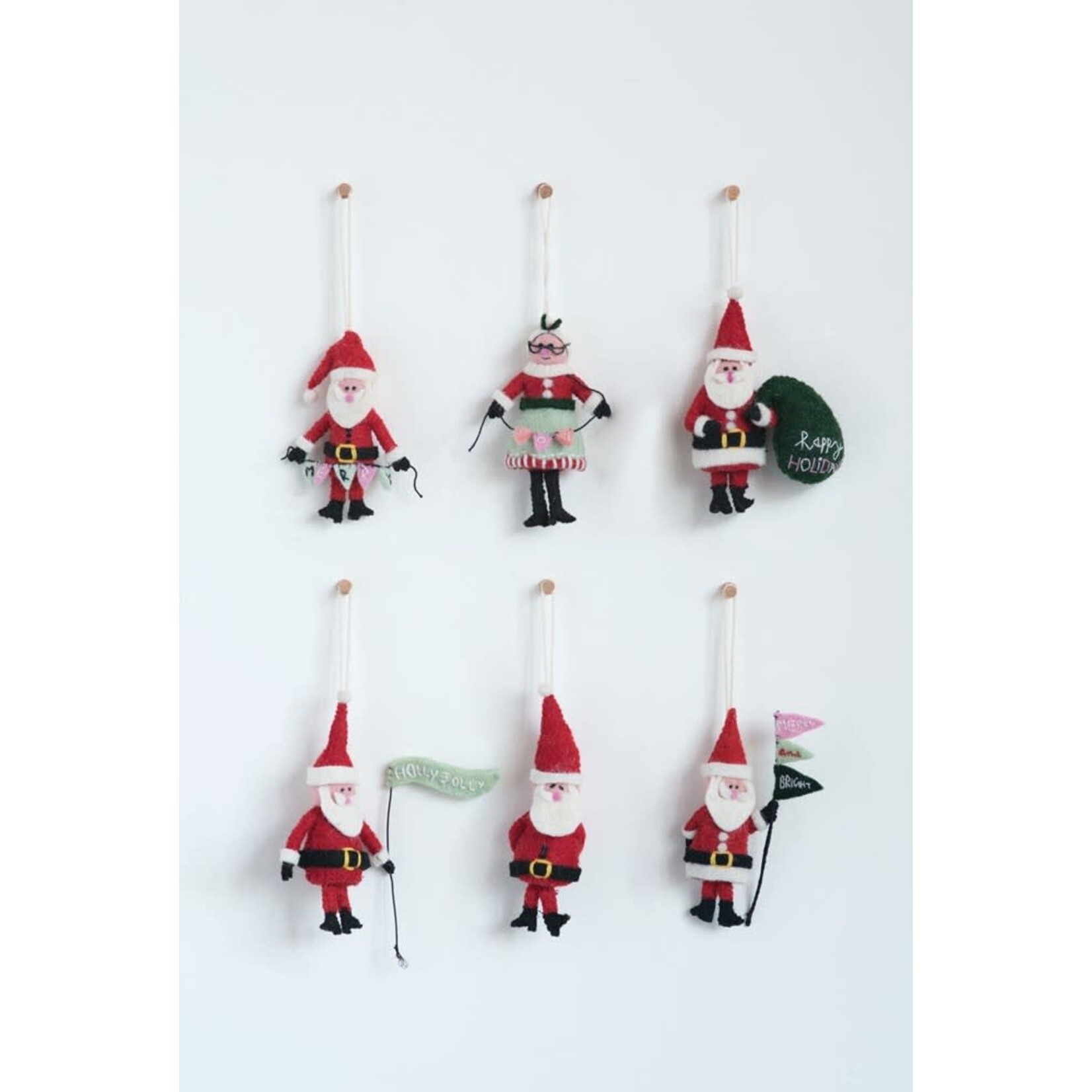 m. lynne designs wool santa ornament