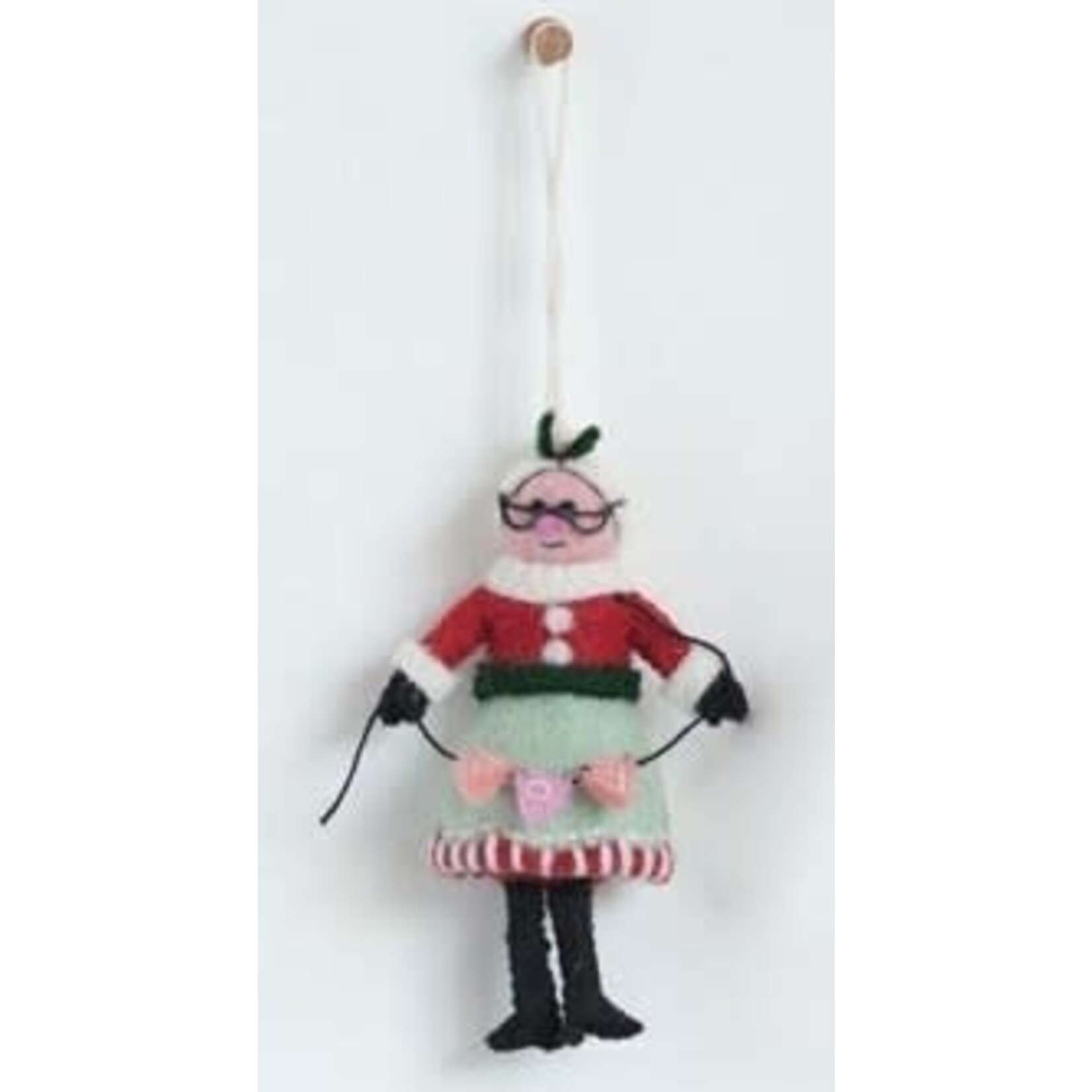 m. lynne designs wool santa ornament