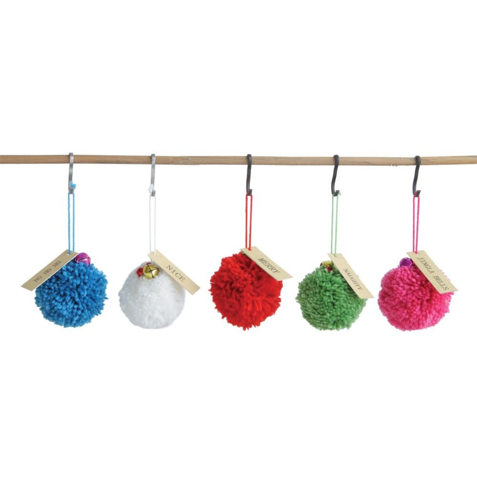 m. lynne designs pom pom with seasonal saying ornament