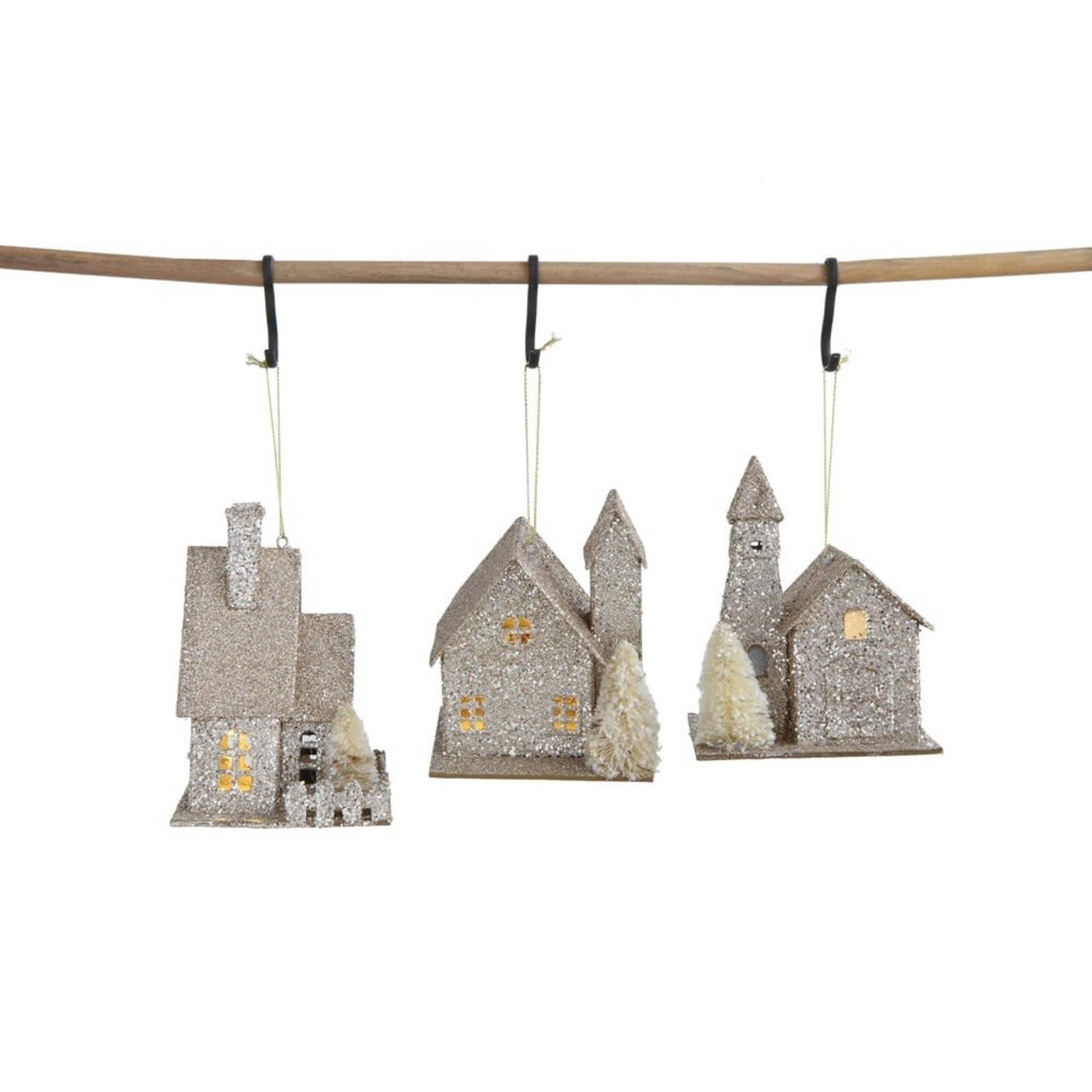 m. lynne designs paper silver glitter house ornament