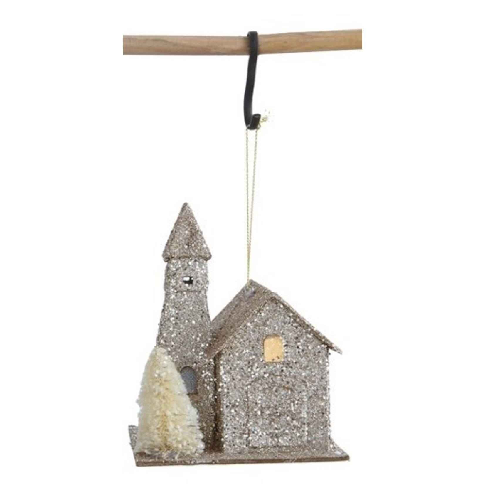 m. lynne designs paper silver glitter house ornament