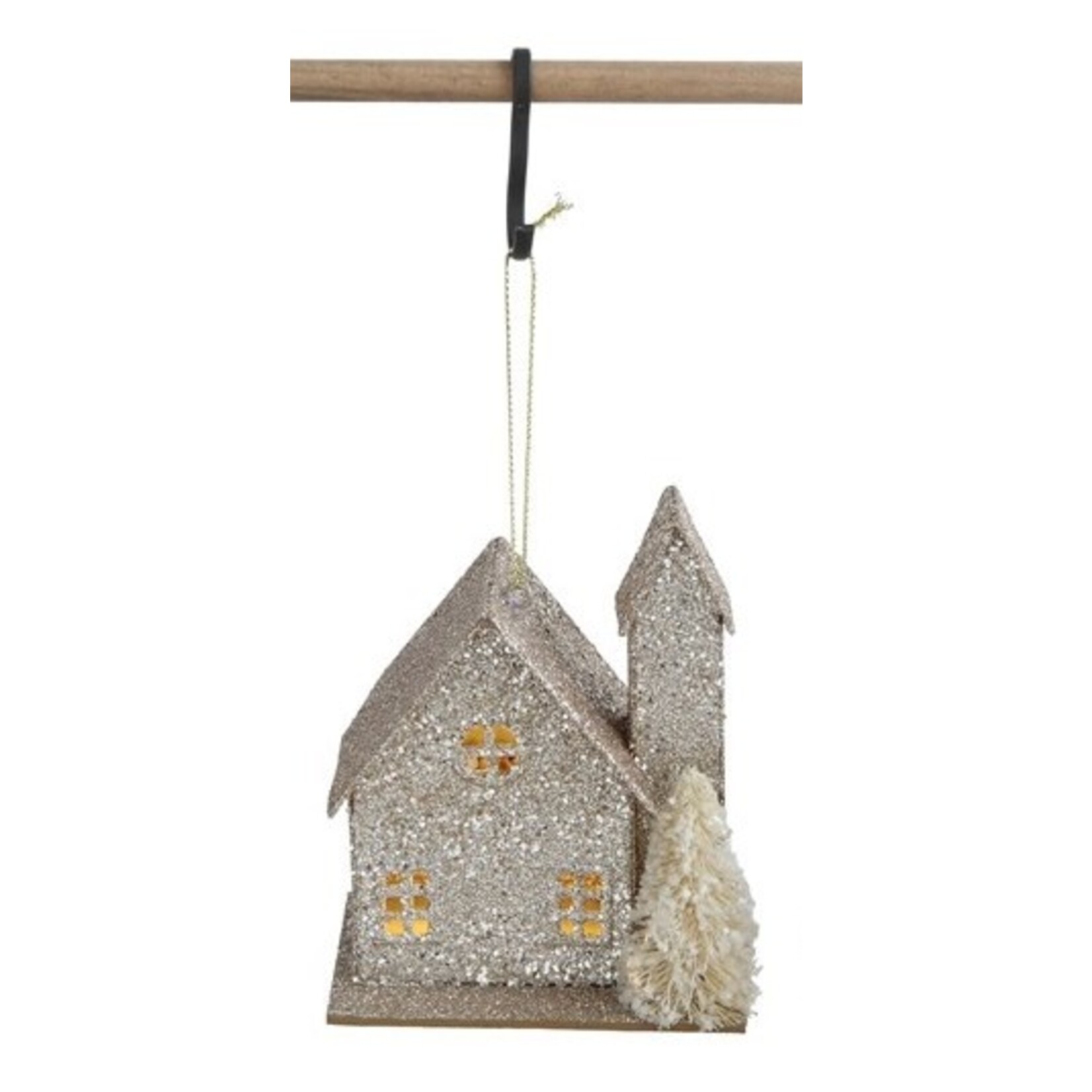 m. lynne designs paper silver glitter house ornament