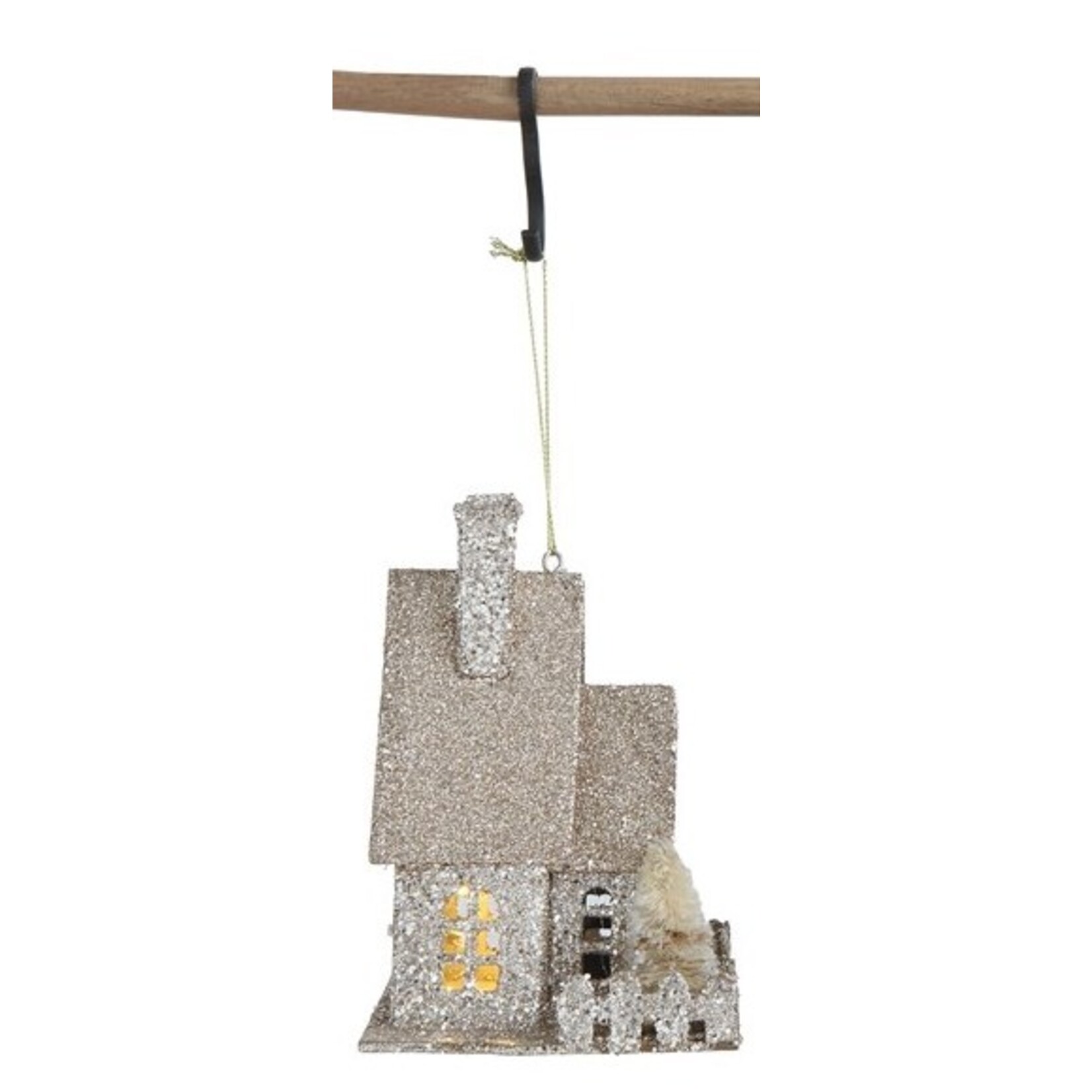 m. lynne designs paper silver glitter house ornament