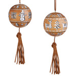 m. lynne designs wooden round ornament with tassle