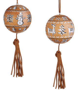 Wooden Round Ornament with Tassle