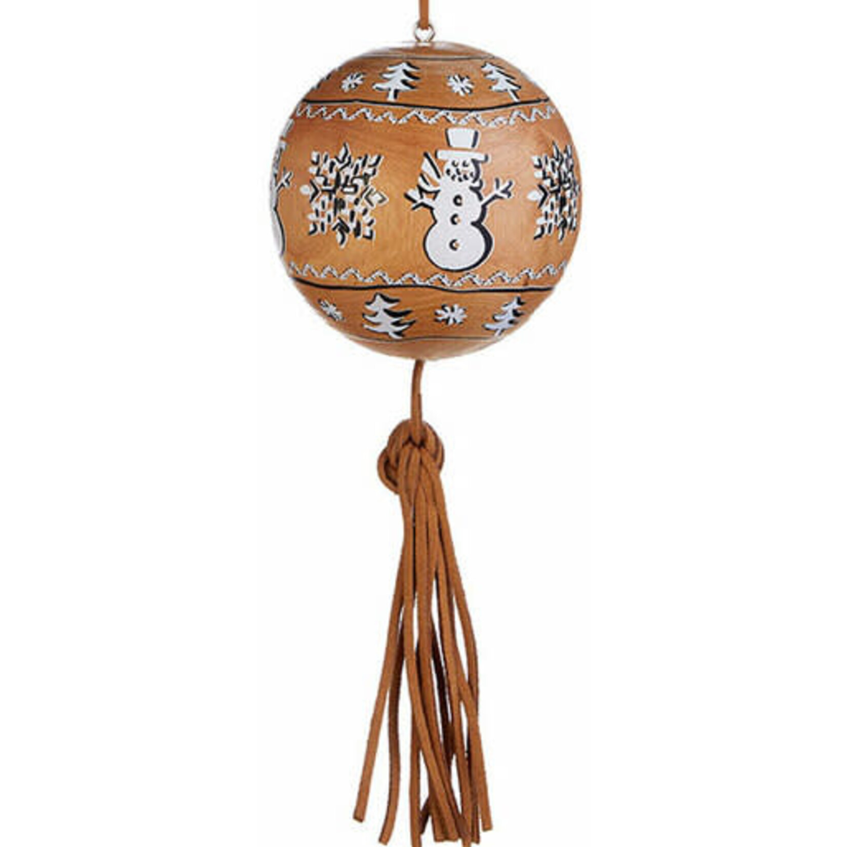 m. lynne designs wooden round ornament with tassle