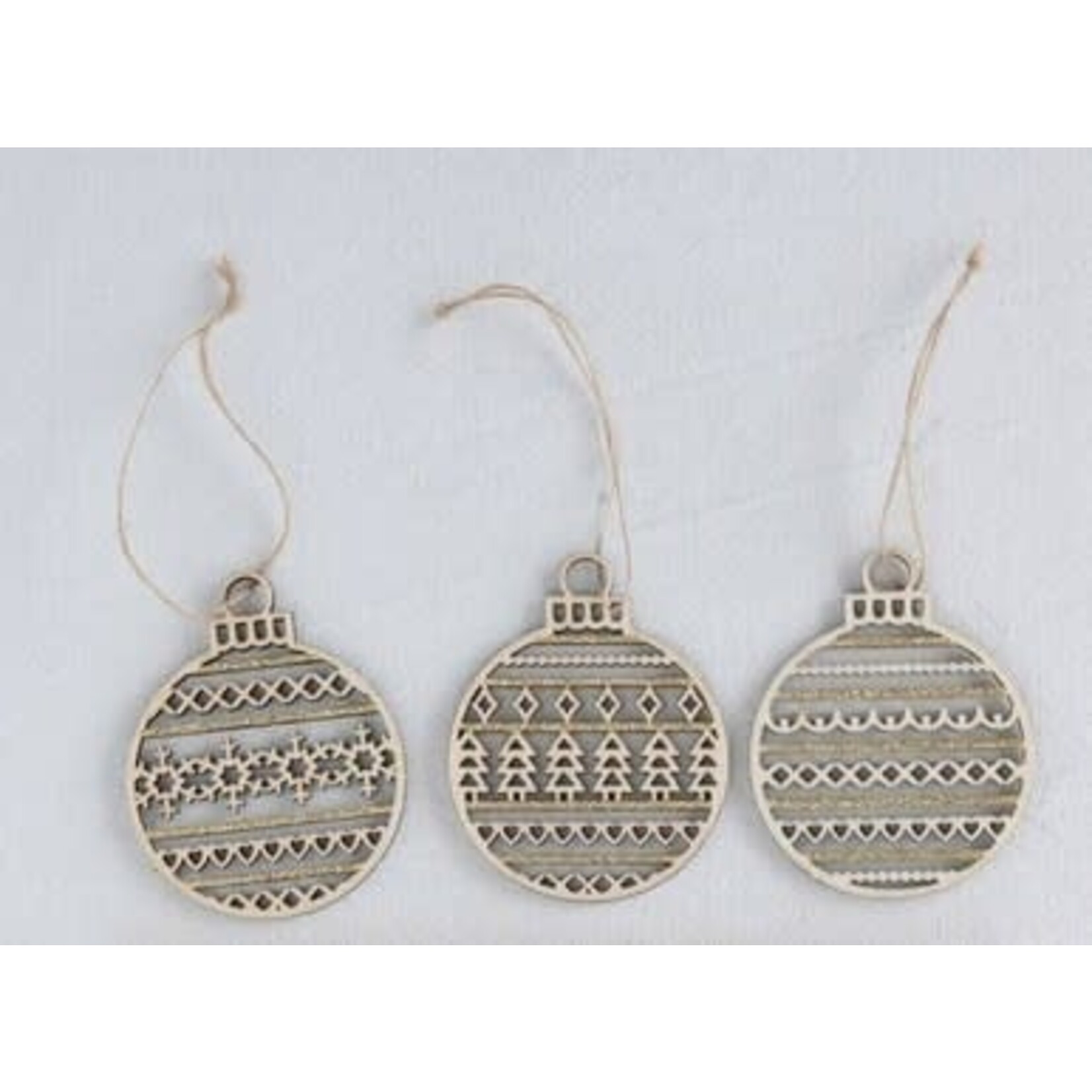 m. lynne designs round laser cut wood ornament