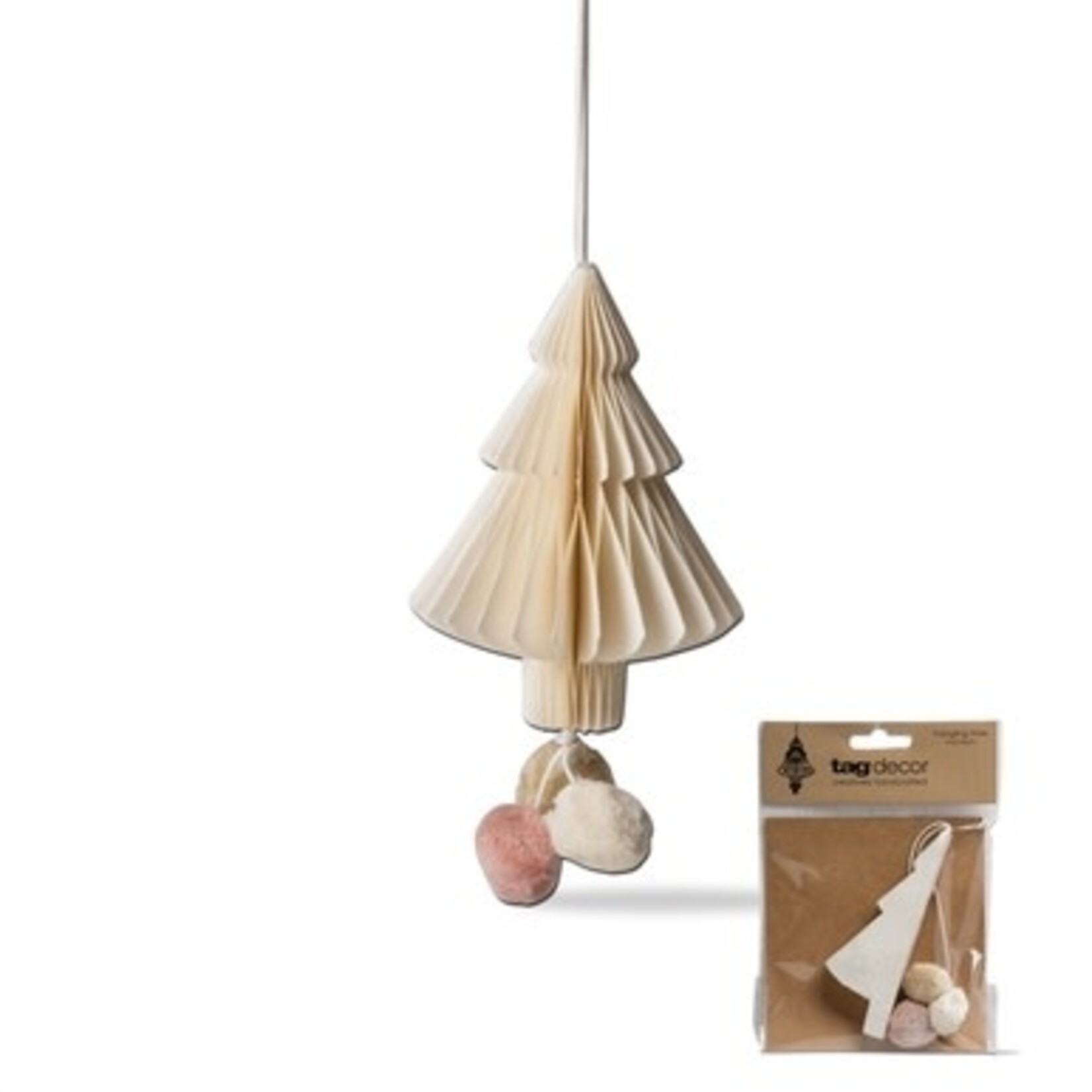m. lynne designs paper tree ornament with pom poms