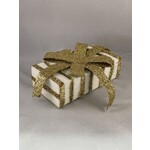 m. lynne designs gold package ornament