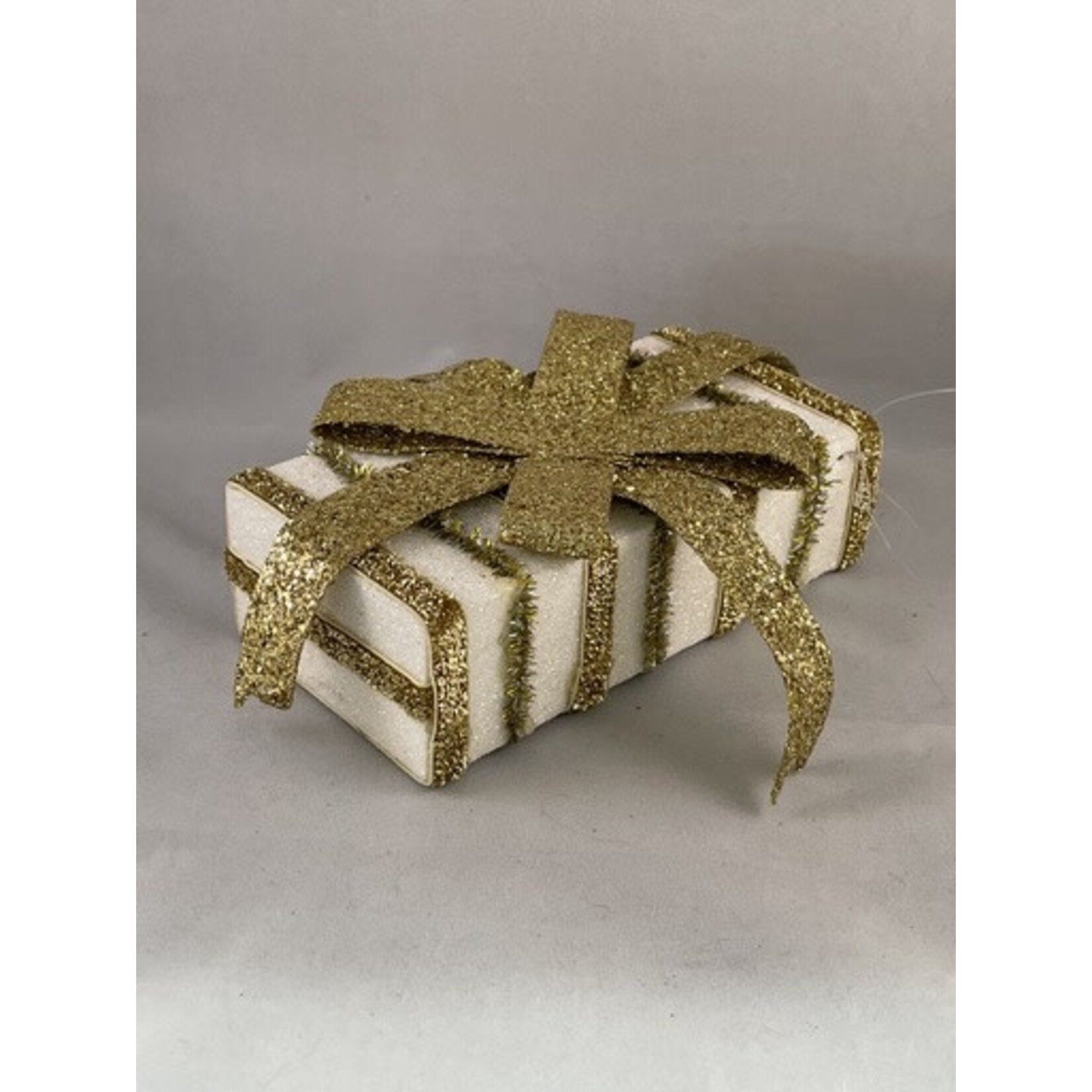 m. lynne designs gold package ornament