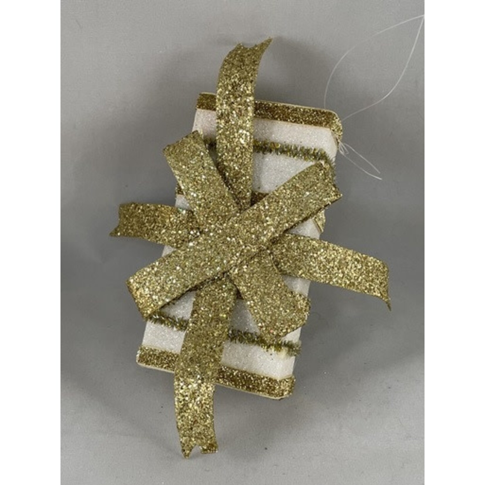 m. lynne designs gold package ornament