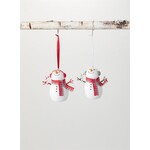 m. lynne designs snowman with candy cane ornament